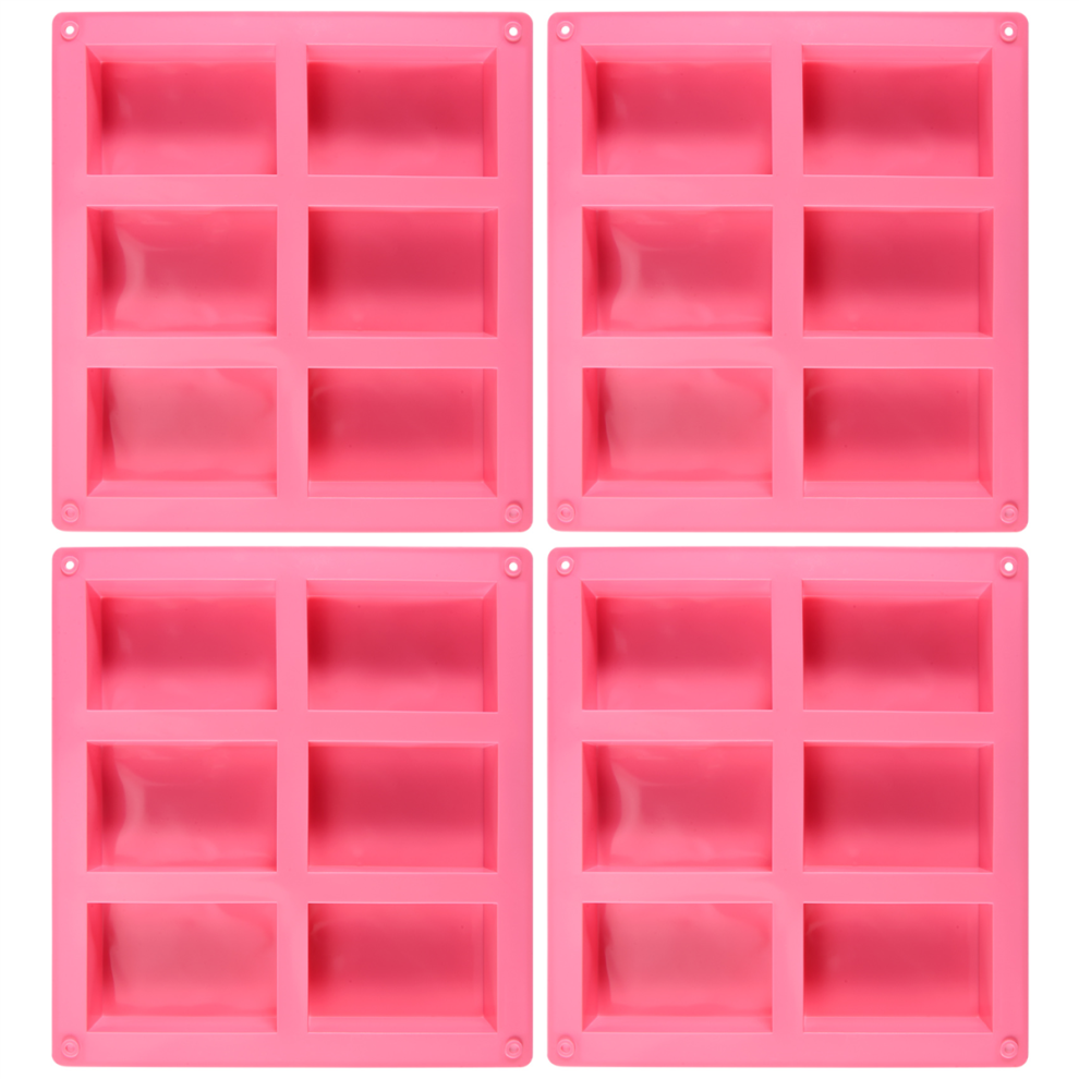 Jehiatek 4 Pack Silicone Soap Molds - 6 Cavity Rectangle Diy For Cake, Cupcake, Muffin, Coffee Pudding And