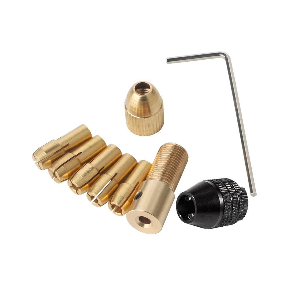9 Pieces 0.5-3Mm Drill Chuck Collets Set With 3.17Mm Clamp For Folder Copper Cap Collet Tool Kit 4853568951286