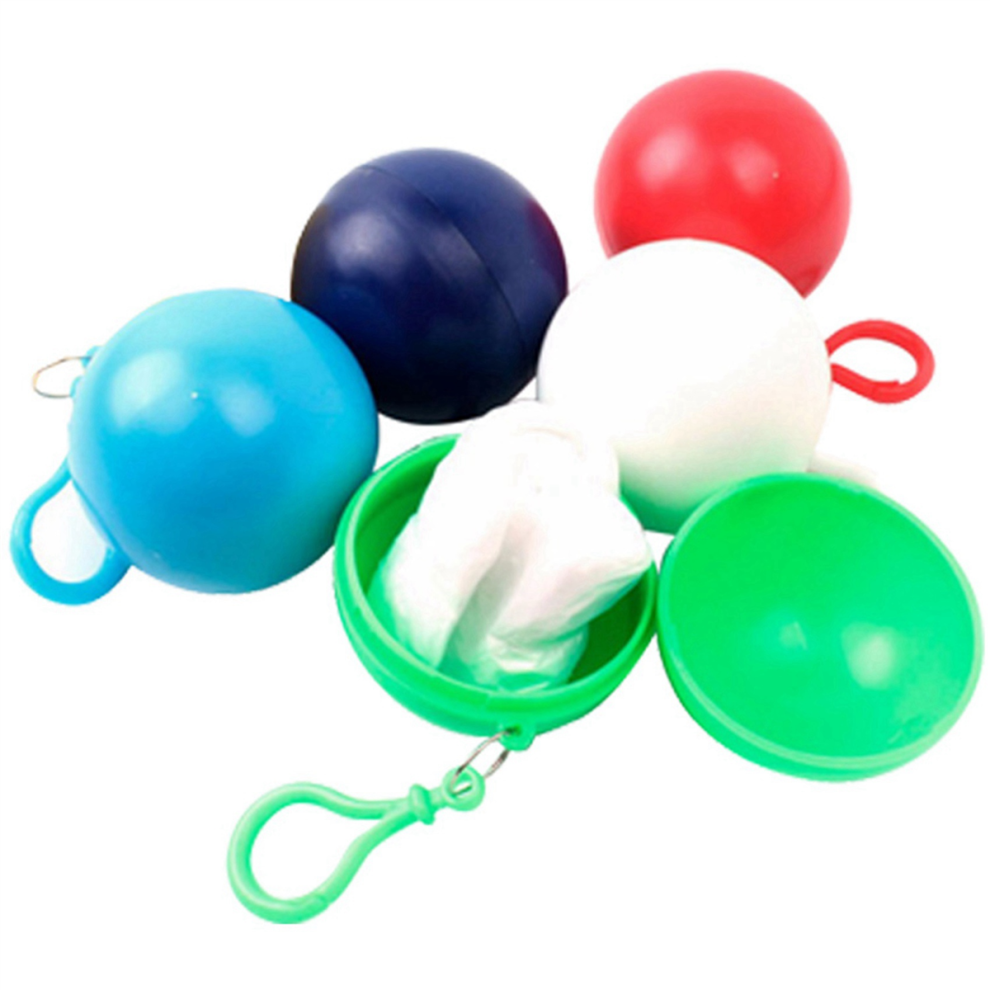 5Pcs- Raincoat Ball With Hook Disposable Thickened Outdoor Emergency Coats Waterproof Rain Ponchos Balls For Adults 4853568954911