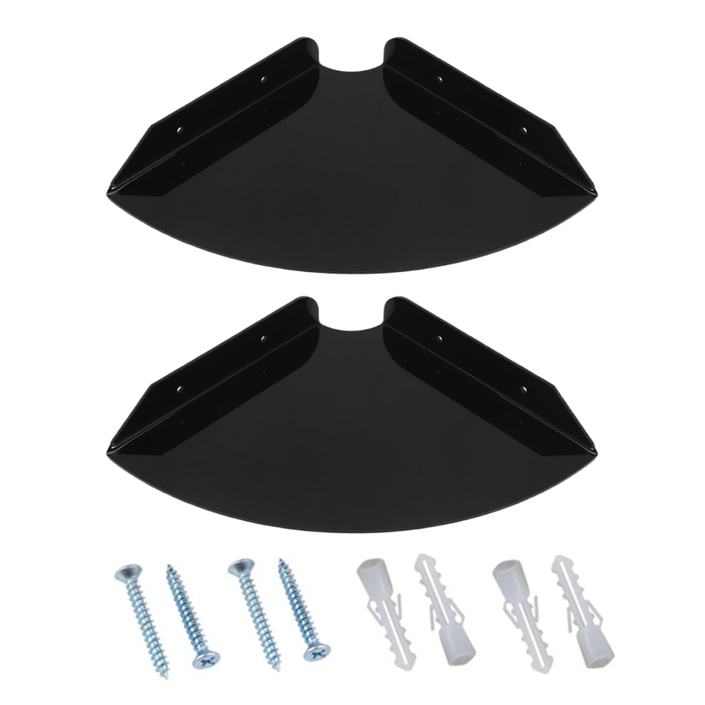 2 Pcs Acrylic Wall Mount Floating Corner Shelves Quarter Shower Shelf Hanging Display (Black) 4853568952467