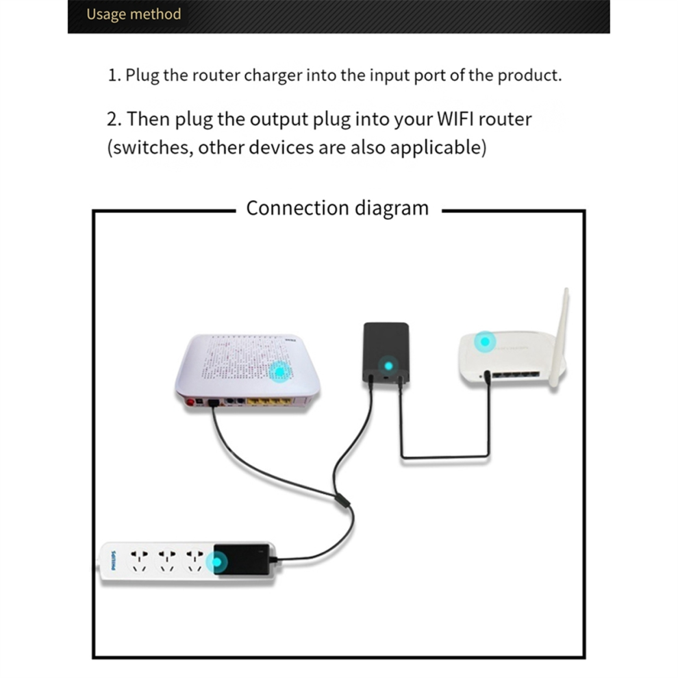 Mini Ups Battery Backup 24W 2200Mah Uninterruptible Power Supply With Dc Input Dc12v 2A For Home Router Modem 4853568956472