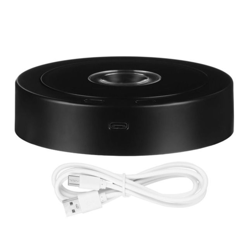 Round Stand Led Rotating Display Base for Crystals Lighted 8 Light Modes Pedestals(Black)