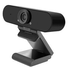 Webcam with Dual Stereo Microphones & Privacy Cover, Full HD USB Desktop Web Computer Camera(Black)