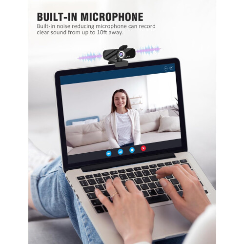 Webcam with Built-in Microphone and Rotatable Tripod, 4K Video and Wide Angle Camera, Privacy Cover(Black) 2