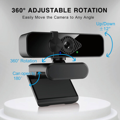 2K Webcam for PC, 85 View USB Computer Camera, with Noise Canceling Microphone & Privacy Cover(Black) 1