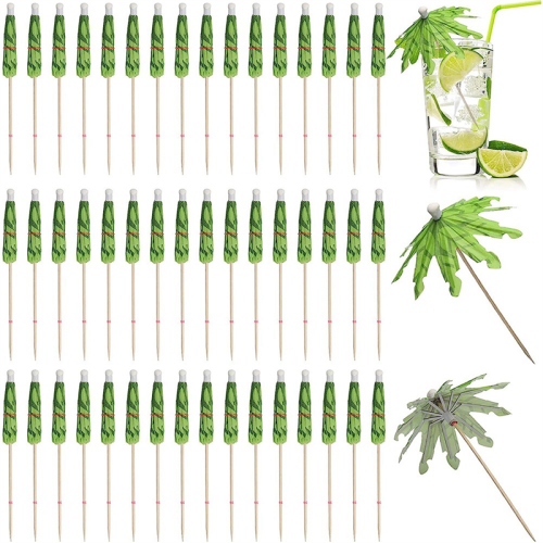 50Pcs Umbrellas for Drinks, Coconut Palm Tree Umbrella Toothpicks, Tropical Decorations Cupcake 2
