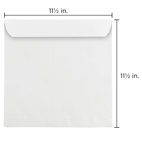 JAM PAPER 11.5 x 11.5 Μεγάλες Τετράγωνες Προσκλήσεις Φάκελοι - Λευκό - 50/Συσκευασία 2