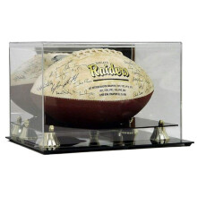 SAFTGARD SUPPLIES Luxe acryl voetbal display case met spiegelende achterkant en gouden risers