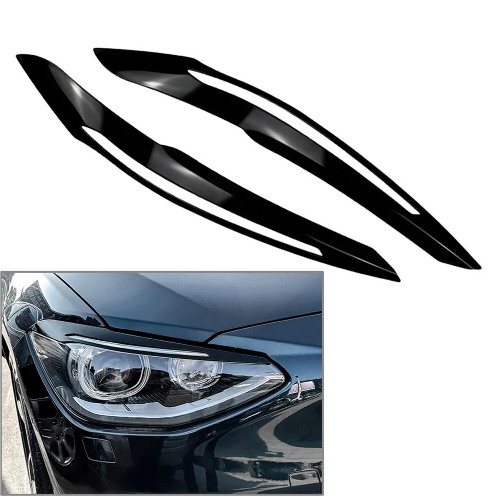 2Pcs Car Headlight Eyebrow Eyelids Cover Trim Decorative Compatible With Bmw 1 Series F20 F2 20112014(Style A) 689788462783