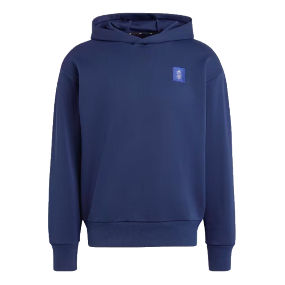 Adidas (Xxl) 2024-2025 Man Utd Seasonal Doubleknit Hoody (Night Indigo) Blue