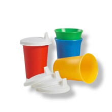 Tupperware Bell Tumblers with Domed Sipper Seals in green, Red, Blue, and Yellow