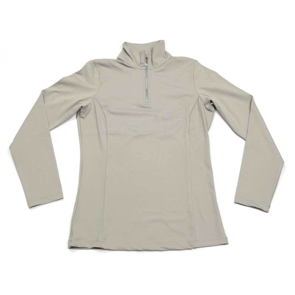 Coco Equestrian Grey Ladies Womens Kids Long Sleeve Horse Riding Equestrian Base Layer Shirt - XS