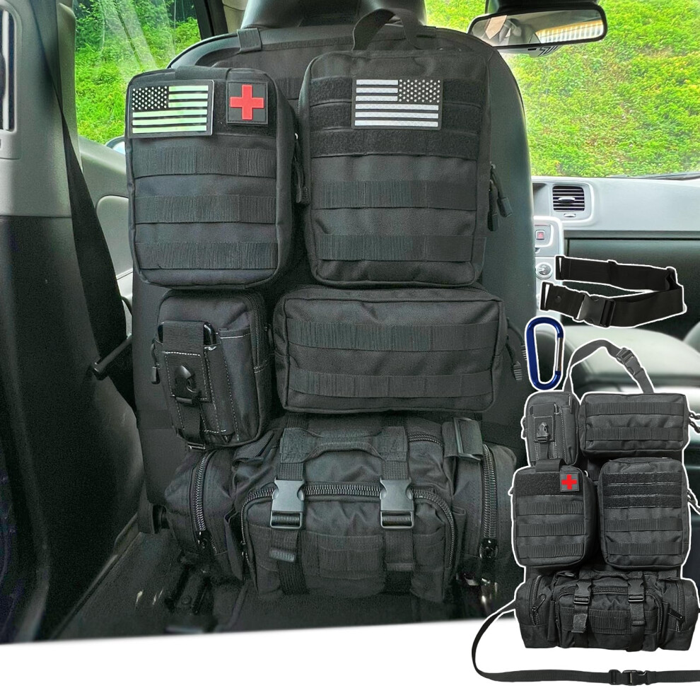 Tactical Car Seat Back Organizer With 5 Detachable Pouches Upgrade Tactical Molle 689788464640