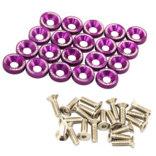 JDMSPEED 20-teiliges lila CNC-Billet-Aluminium-Kotflgelunterlegscheiben-Motorraum-Verkleidungsset