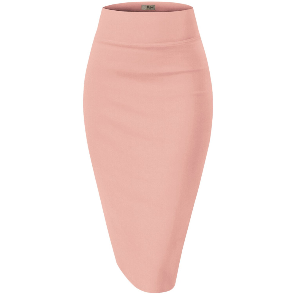 Womens Premium Nylon Ponte Stretch Office Pencil Skirt Made Below Knee KSK45002X 1073T Blush 1X