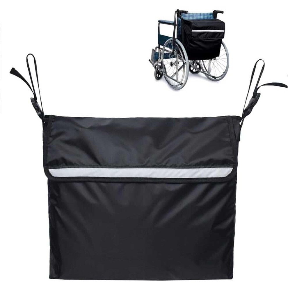 Dark Wheelchair Backpack Bag, Wheelchair Back Storage Bag With Reflective Strip, Rollator Seat Bag
