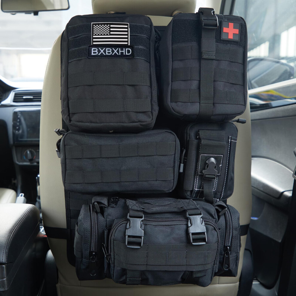 Universal Tactical Car Seat Back Organizer Bag Tactical Molle Vehicle Organizers Panel (Black) Black 689788470344