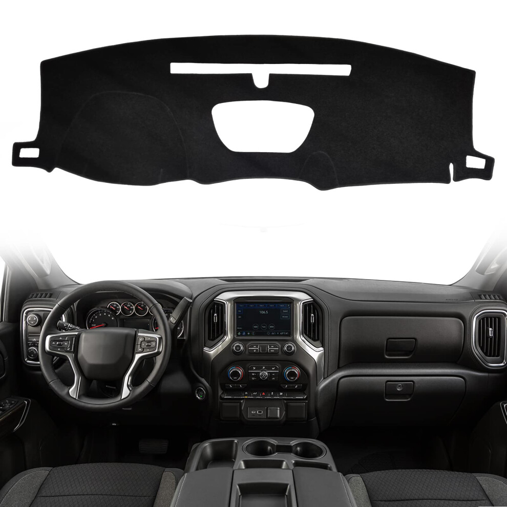 Dashboard Dash Cover Mat Carpet Compatible With 2019 Chevy Silverado 1500 2500Hd 3500Hd/2019 Gmc Sierra 689788470740
