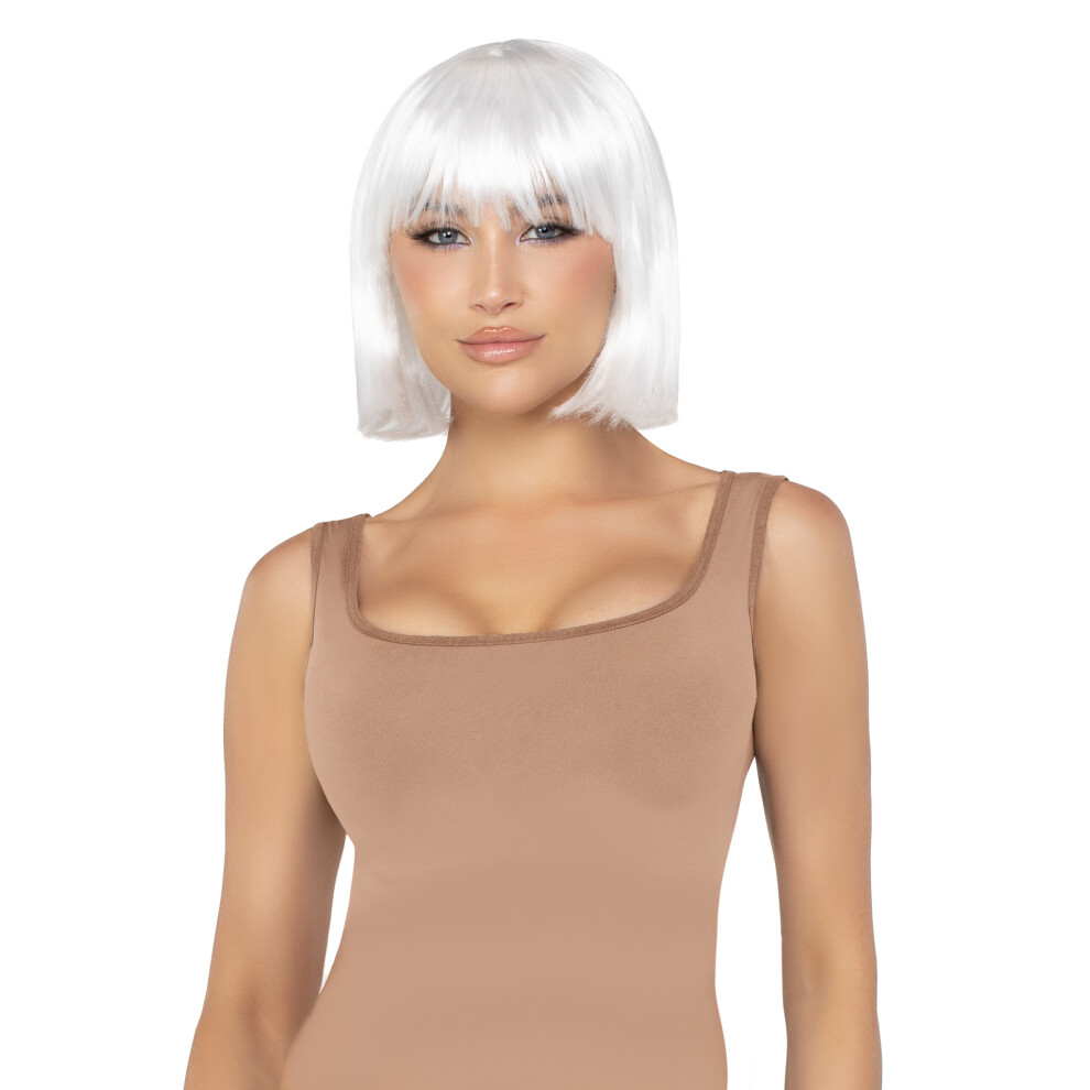 Avenida Da Perna Unisex White Pearl Short Natural Bob Wig