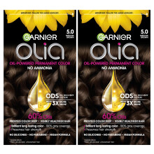 Garnier Haarkleur Olia Ammoniakvrij Briljante kleur Olierijke permanente haarverf 5.0 Middenbruin 2 stuks (verpakking kan vari?en)