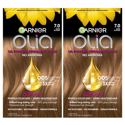 Garnier Olia Χρώμα Μαλλιών Χωρίς Αμμωνία, 7.0 Σκούρο Ξανθό, 2 Τεμάχια