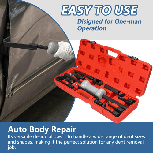 13pcs Slide Hammer Dent Puller Set, Automotive Dent Remover with 10lbs Slide Hammer 1