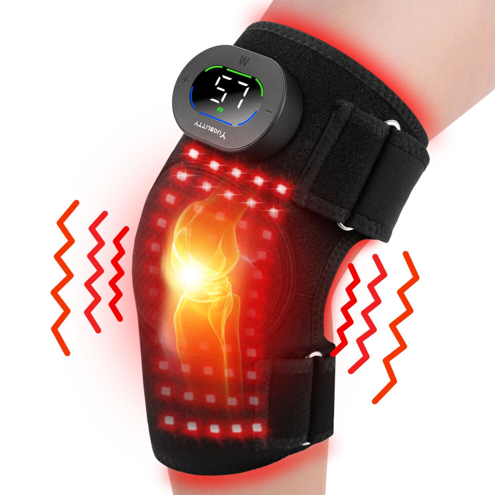 Red/Light Therapy Knee Brace For Pain Relief, Vibration Knee Massager With Heat And