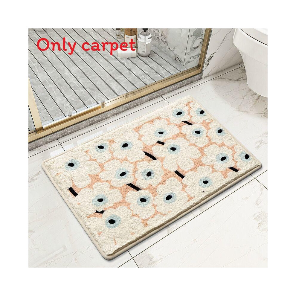 (Milk Coffee Flower, 50x80cm ) Plush Mat Floor With Cartoon Flower Print Design For Bedroom And Bathroom Use-image-OPC-PHZF29Z-NEW