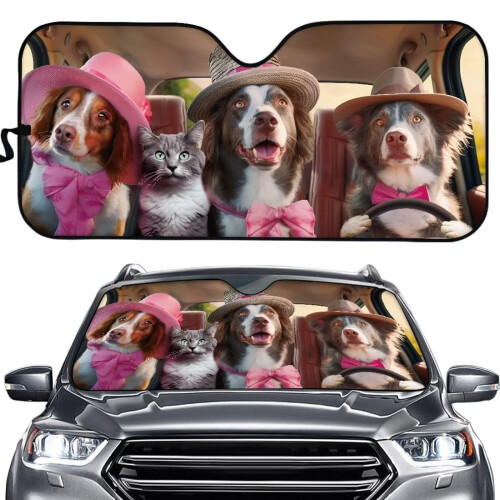 Dog  Cat Driver Sunshade for Car Windshield Foldable Auto Front Window Protector
