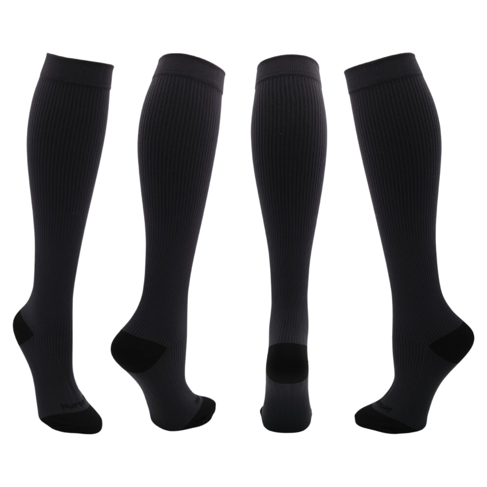Black Compression Socks For Nurses Women Men 2030Mmhg Graduated Compression, For Medical Staff, Athletes 1 Pair Smallmedium Solid