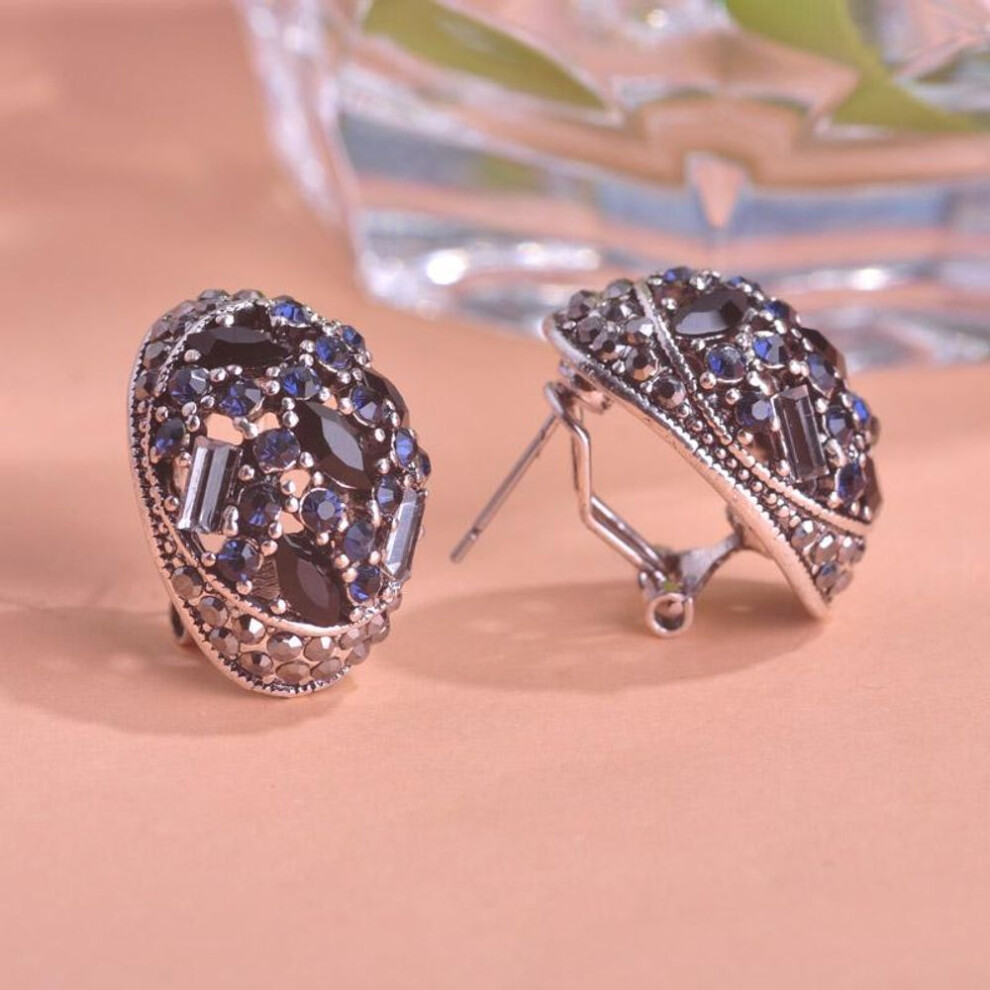 (black) Vintage Stud Earrings For Women Girls French Hooks Max Brincos Ouro Joias Full Glass Turkish Jewelry Retro Pendientes