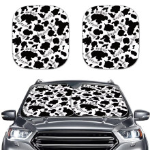 Car Sunshades for Side Windows Reflective Polyester Blocks Heat and Sun Fit Most Vehicle, Cow Spot Note Pattern 2Piece Automotive Car Window Shade