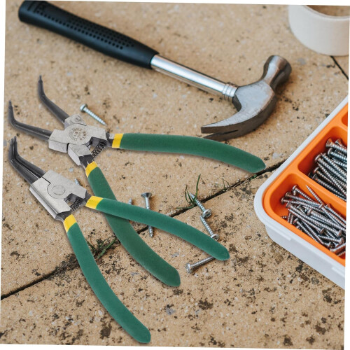 7'' Spring Loaded Clutch Clamp Kit Snap Ring Pliers Set 4pcs Internal External Circlip Pliers for Ring Remover 2
