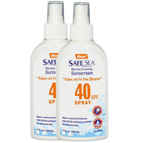 Safe Sea Αντηλιακό με SPF40 Spray. Φιλικό προς το περιβάλλον. (40SPF Ενήλικες 4OZ) 2 πακέτο.