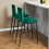 Living And Home (Green) 2PCS Upholstered Bar Stools 3