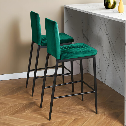 Living And Home (Green) 2PCS Upholstered Bar Stools 2