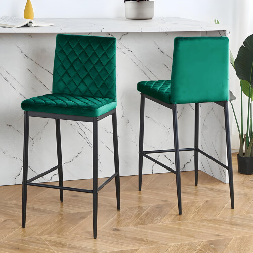 Living And Home (Green) 2PCS Upholstered Bar Stools