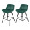 Living And Home (Dark Green, Flannel) 2PCS Upholstered Bar Stools 4