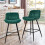 Living And Home (Dark Green, Flannel) 2PCS Upholstered Bar Stools 3