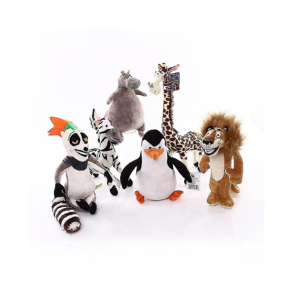 Kikidex (6Pcs, One Size) Madagascar Giraffe Plush Toys Alex Gloria Marty Melman Penguin Julien Stuffed Toys Kids Gift 25Cm