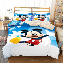 (AU single 140x210cm, One size) Mm07 Cartoon Mickey 3d Printed Bedding Set Duvet Cover Quilt Cover Pillowcase Kids Xmas Gift