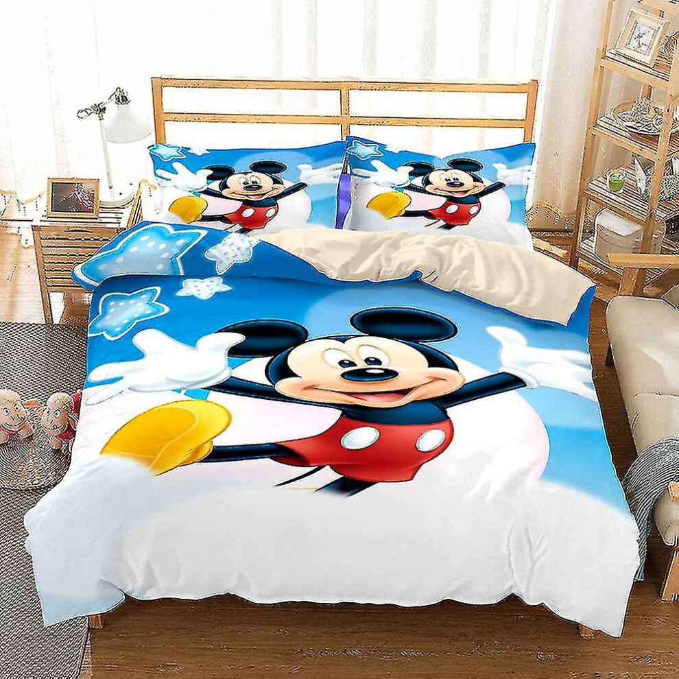 (AU KING 220x240cm, One size) Mm07 Cartoon Mickey 3d Printed Bedding Set Duvet Cover Quilt Cover Pillowcase Kids Xmas Gift