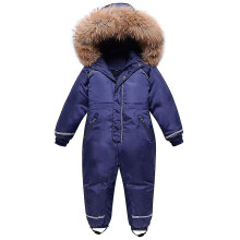 (120cm, Blue) Children's One Piece Down Jacket Outdoor Ski Suit Outside