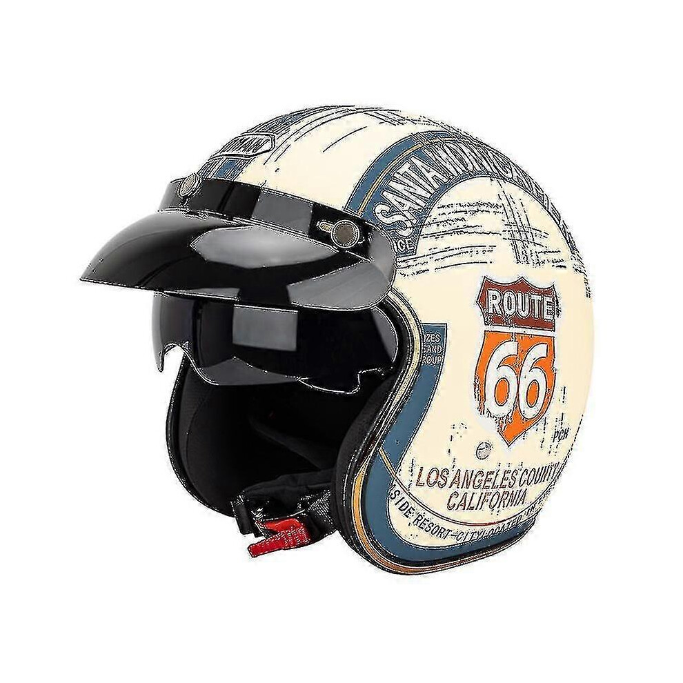 (L, One size) Open-face 3/4 Adult Retro Motorcycle Helmets With Goggles And Sun Visor-image-OPC-PHZF8RY-NEW