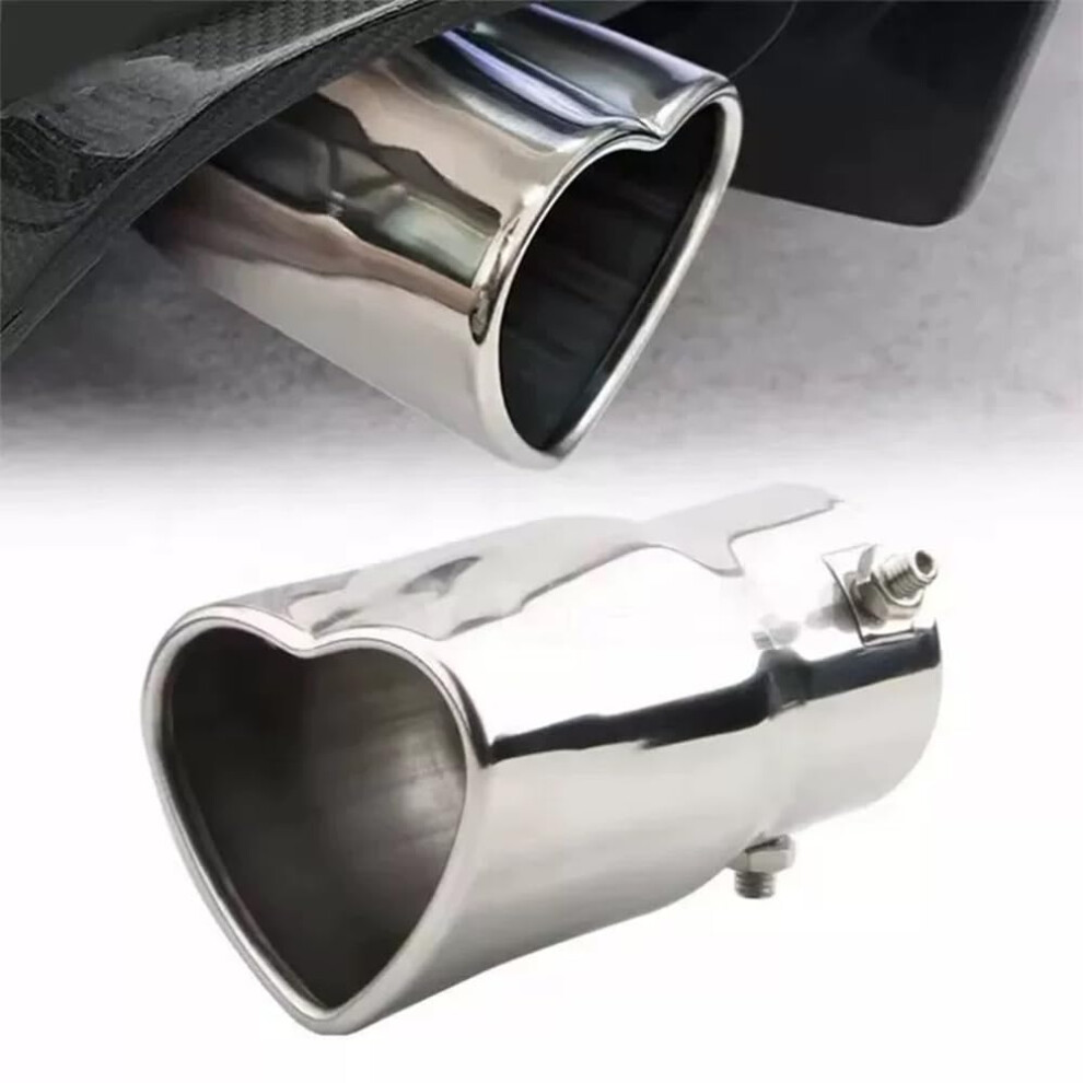 Heart Shaped Exhaust Pipe 2.5 Inlet Muffler Tail Pipe Universal Car Stainless Steel Exhaust Pipe Silencer Decoration 689788488622