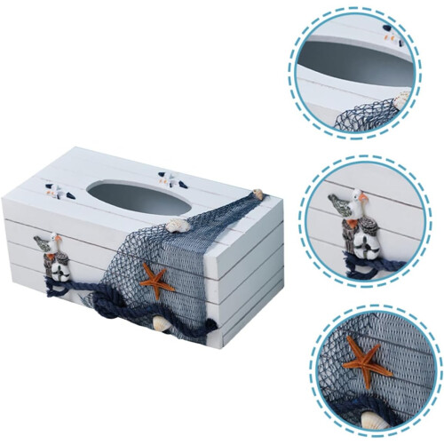Box Ocean Wind Tissue Box Beach Room Decor Rustic with Functional Decorative Table Holder 2