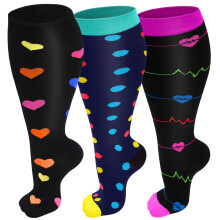 3 Packs Plus Size Compression Socks Wide Calf Men Large Size Knee High Support Stockings For Medical…