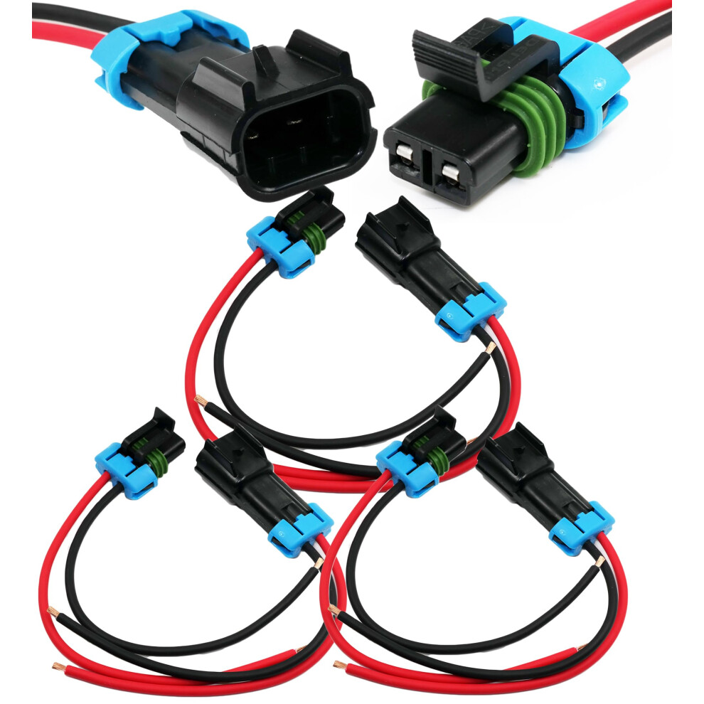 3Pack (Male To Female Pigtail 16Ga) Metripack 2Pin 30 Amp, 280 Series Connector 689788490137