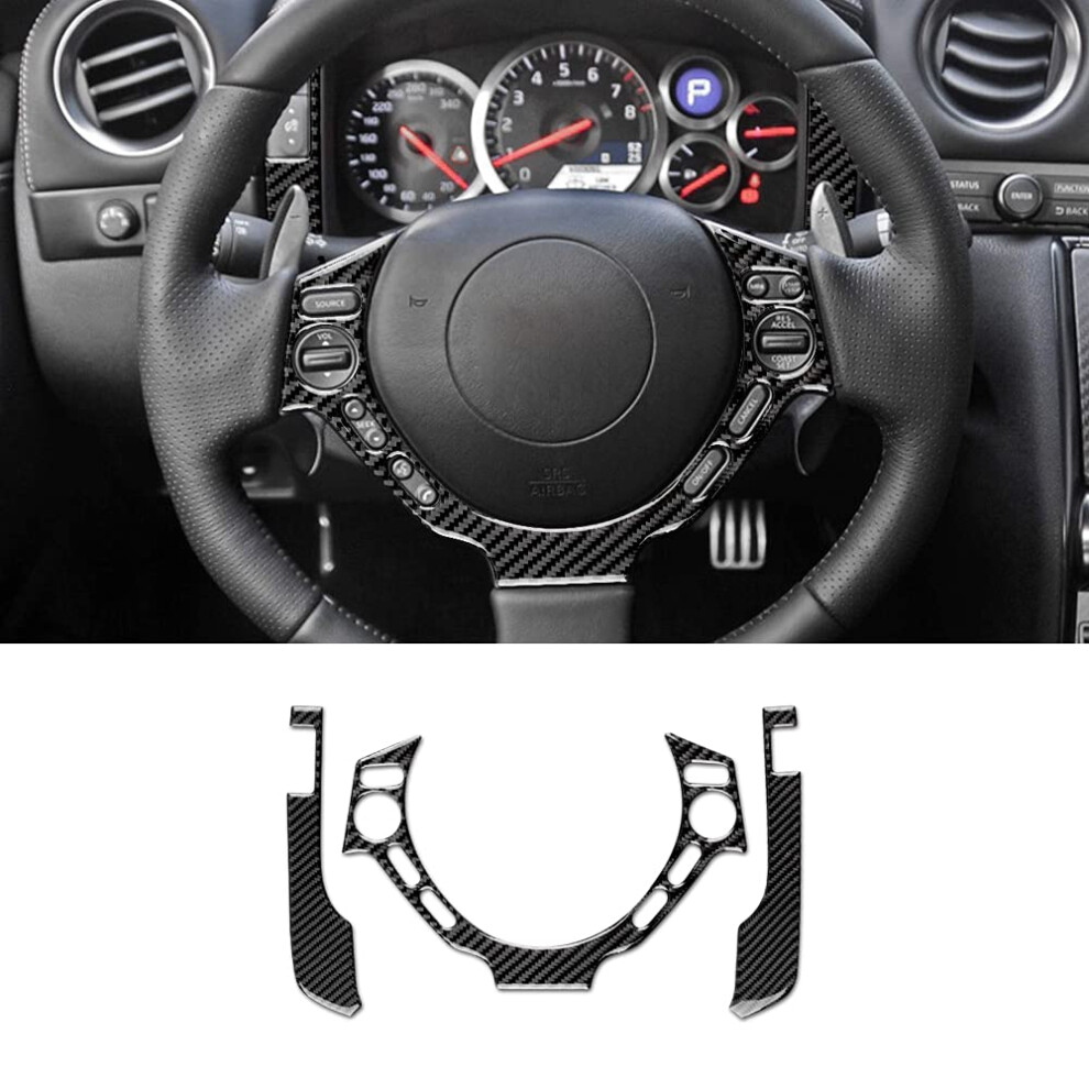 Car Steering Wheel Button Sticker Carbon Fiber Interior Switch Button Panel Cover For Nissan Gtr R35 20082016 Accessories (Black) Black 689788491325