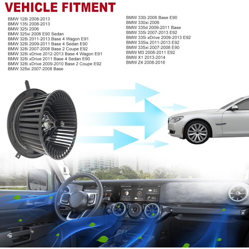 64119227670 AC Blower Motor Without Regulator for BMW E81 E87 E90 E84 X1 F25 X3 E89 Z4 2